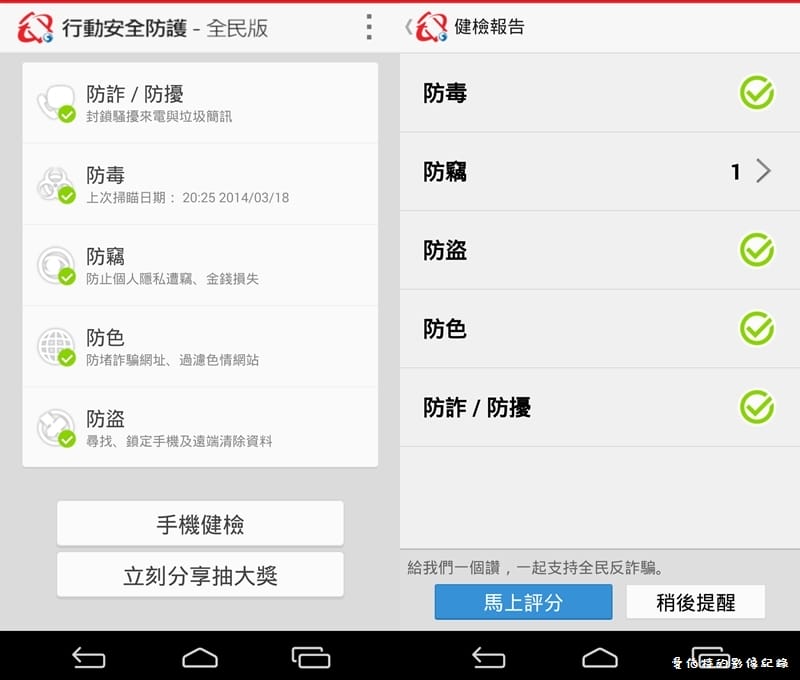 【APP軟體】手機防毒．行動安全防護-全民版（毒詐竊盜色擾六大防護功能完全免費）