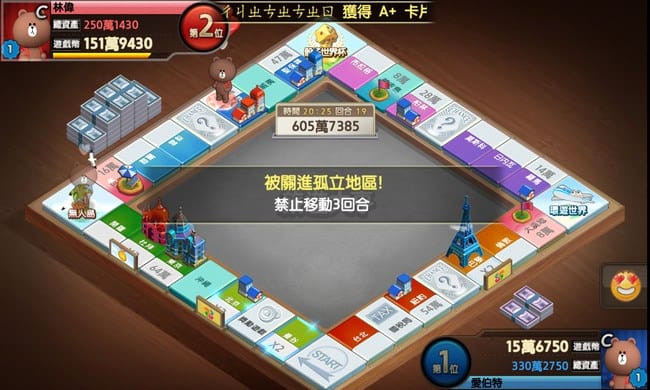 【遊戲APP】益智遊戲．LINE旅遊大亨（老少咸宜有趣即時的大富翁遊戲）