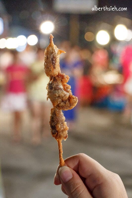 南崁五福夜市．桃園蘆竹美食（烤魷魚、籃記米腸加香腸、小叮噹牛排、乳雞翅）