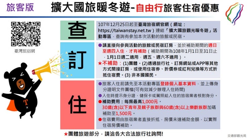 擴大國旅暖冬遊補助懶人包（如何請領1500元住宿金/如何訂房/全台皆適用/訂房網優惠訂房）