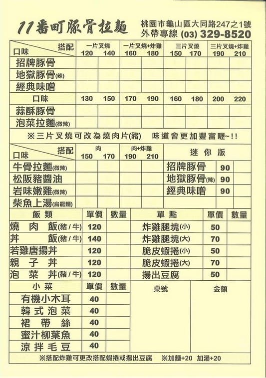 博多11川番町豚骨拉麵．銘傳龜山美食（湯頭香醇，味道不錯但價錢稍貴）