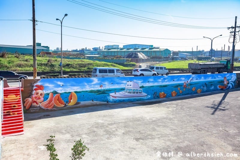 海福宮金雞母．西濱蘆竹景點（可愛的土地公彩繪牆還可以擲杯拿金雞母）