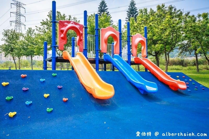 大溪河濱公園．桃園親子景點（腹地廣大的綠地公園以及共融式遊具兒童遊樂場）
