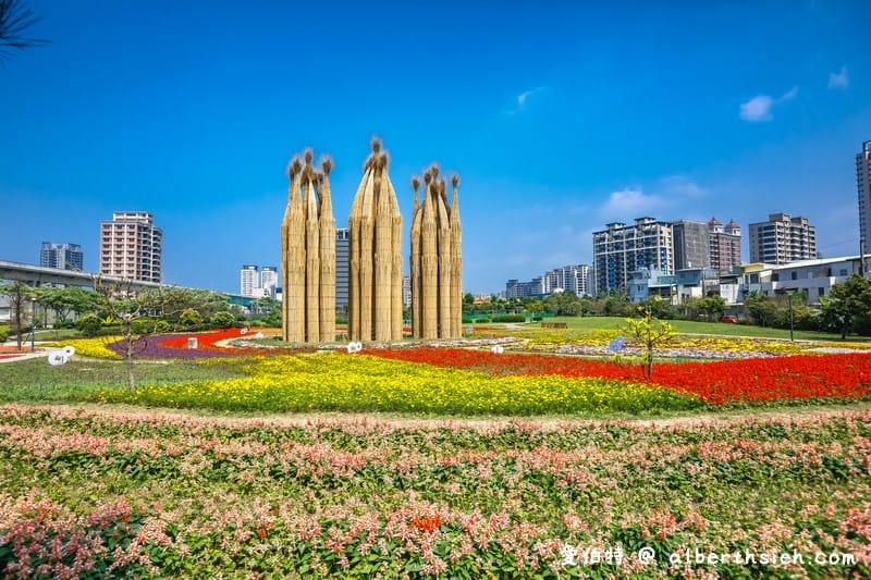 青埔公十三公園．桃園中壢景點（渴望、湧泉大型藝術品搭配花海超美）