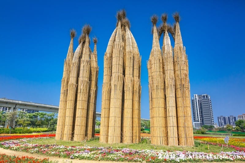 青埔公十三公園．桃園中壢景點（渴望、湧泉大型藝術品搭配花海超美）