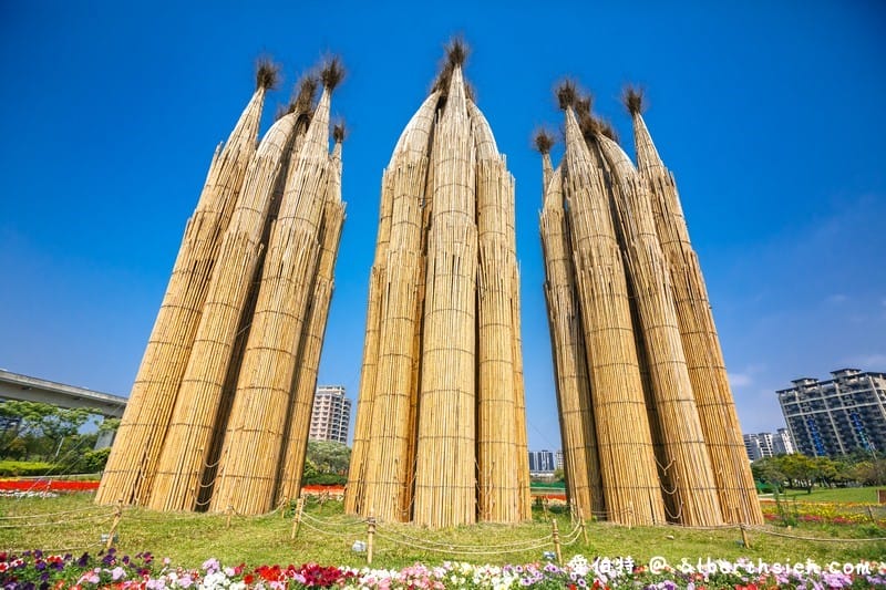 青埔公十三公園．桃園中壢景點（渴望、湧泉大型藝術品搭配花海超美）