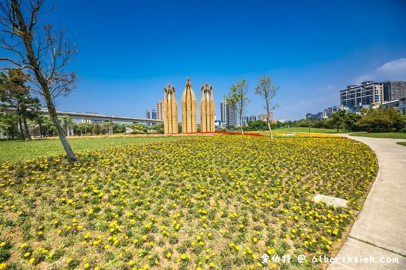 青埔公十三公園．桃園中壢景點（渴望、湧泉大型藝術品搭配花海超美）