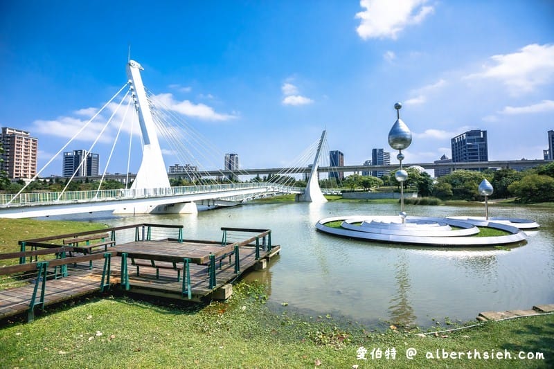 中壢青塘園生態公園（斜張橋送子鳥環湖步道大草皮適合親子野餐，桃園捷運景點）