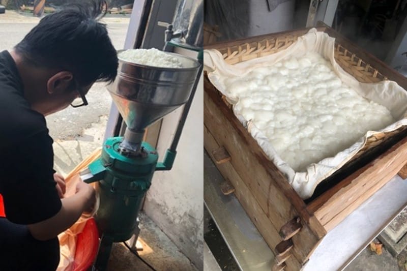 桃園康家客家手工麻糬（當天早上現做口感香Q好吃，餡料也是店家自己研磨製作）