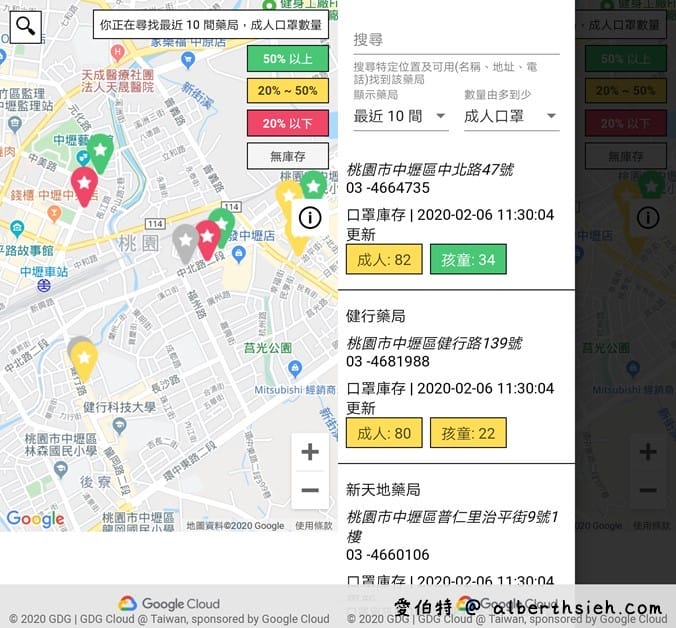 藥局實名制口罩庫存查詢地圖