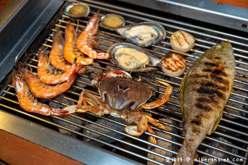 桃園燒烤吃到飽．鱻海鮮炭烤火鍋（鮮魚、生魚片、生食級天使紅蝦、牛排、飲品、海尼根通通無限享用） @愛伯特