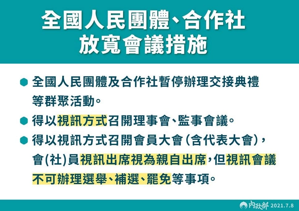 三級警戒至726，但有適度鬆綁措施（包含教育部/內政部/交通部/經濟部/文化部/農委會指引）