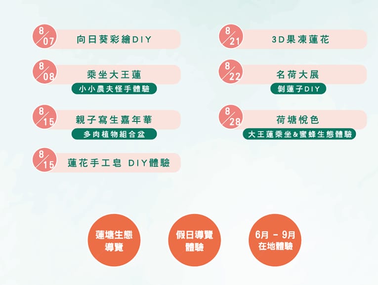 觀音2021桃園蓮花季一日遊（主題活動/交通接駁/蓮荷園乘坐大王蓮/向陽農場賞向日葵）