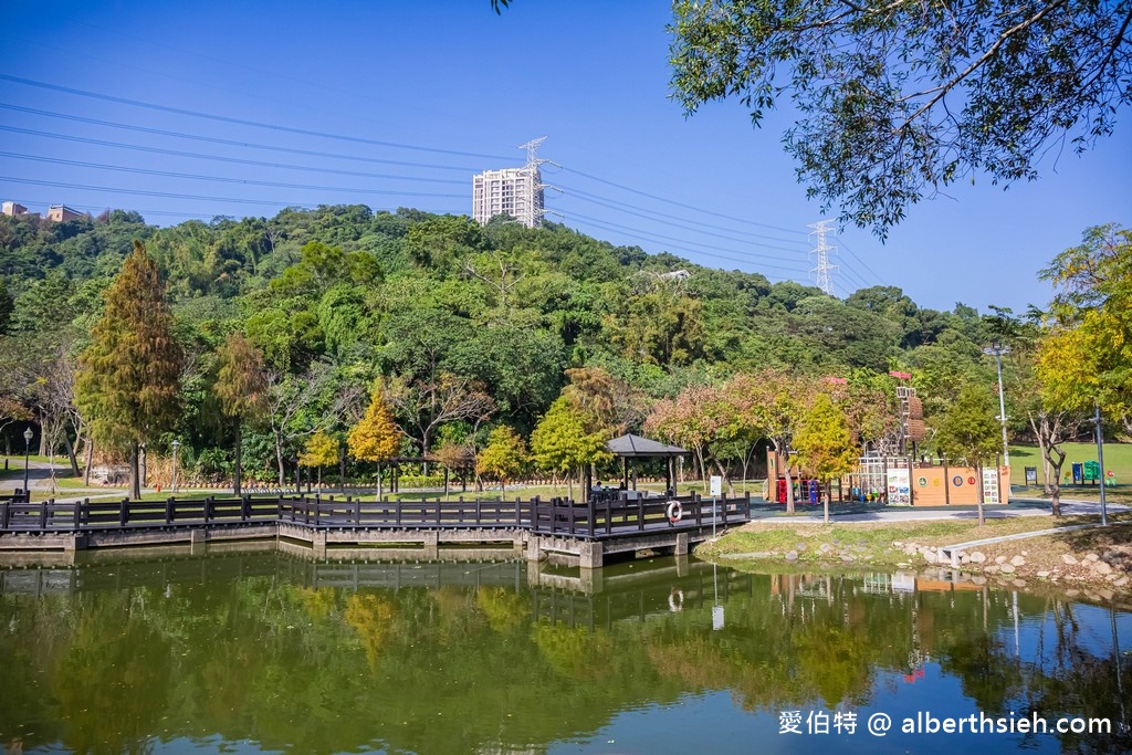 大溪河濱公園．桃園親子景點（兒童遊戲場/大草皮野餐/落羽松/自行車道） @愛伯特