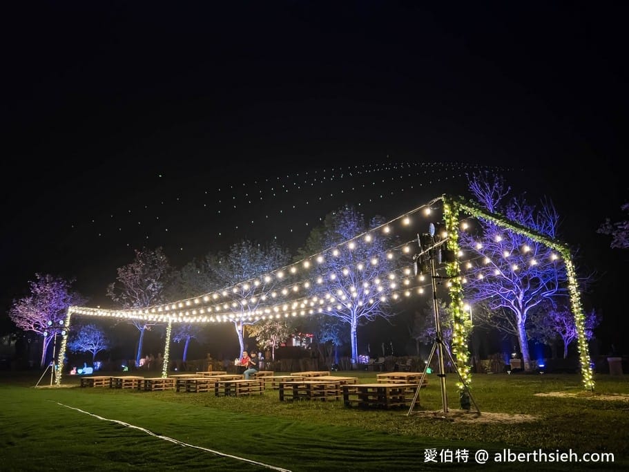 夜遊慈湖水岸光影季．桃園最新夜景景點（玫瑰花、黃金稻燈海、光雕秀等超美光影裝置隨你拍）