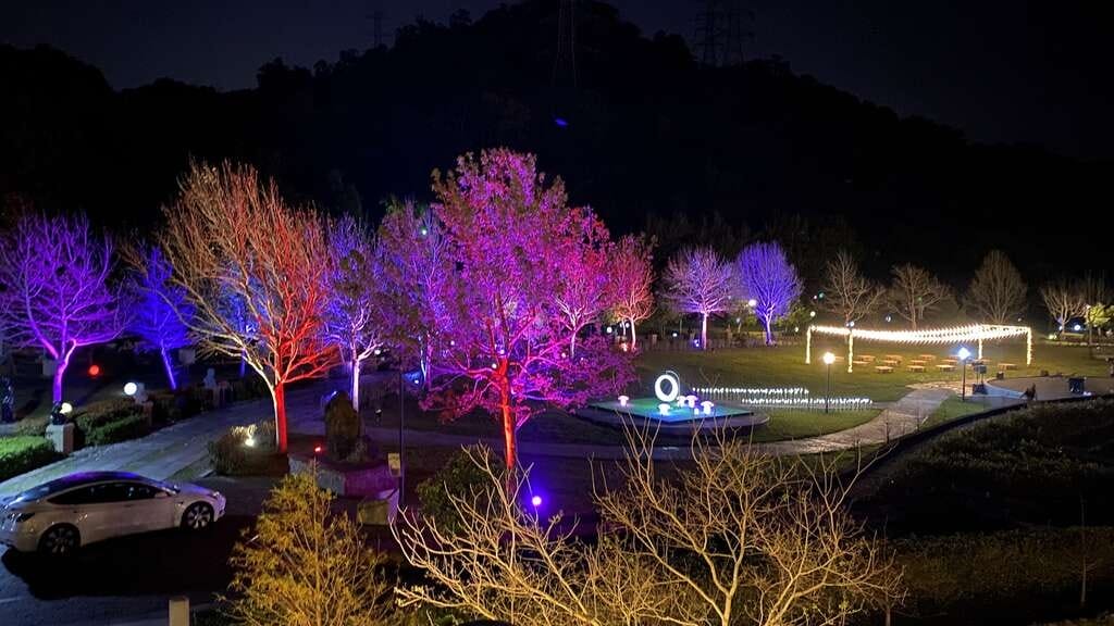夜遊慈湖水岸光影季．桃園最新夜景景點（玫瑰花、黃金稻燈海、光雕秀等超美光影裝置隨你拍）
