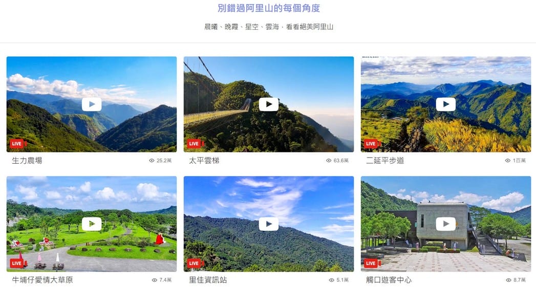 全台景點即時影像/路況即時影像（出門前即可得知景點人潮、路況、當地天氣）