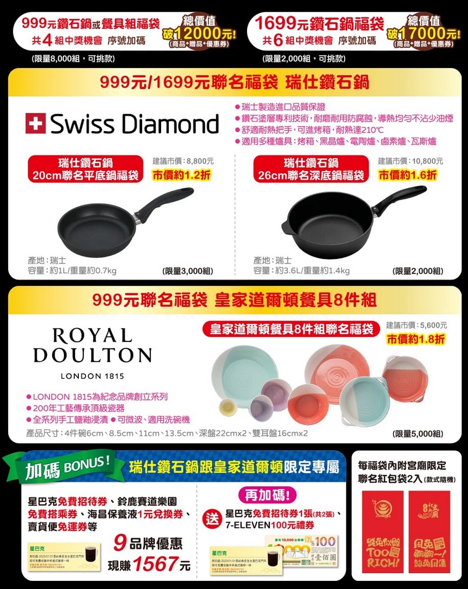 7-11福袋2023（福袋價錢299起，信用卡/外送優惠，與迪士尼、皮克斯、Hello Kitty、角落小夥伴以及卡娜赫拉共同推出30款福袋）