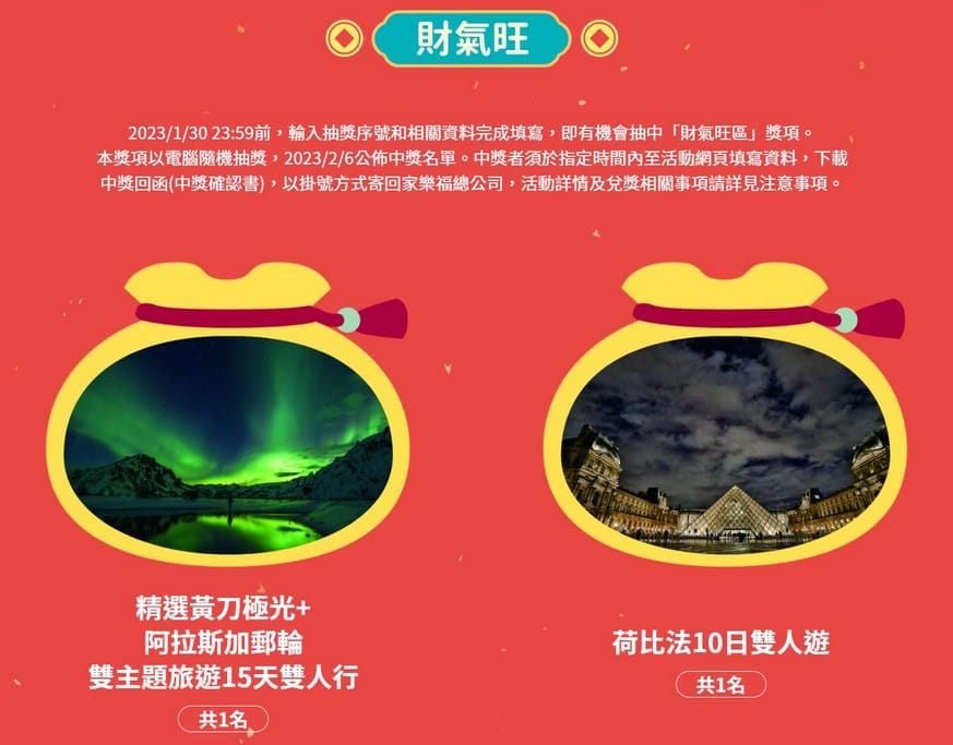家樂福福袋2023（福袋價錢198有機會獲得43萬的阿拉斯加極光遊輪之旅）