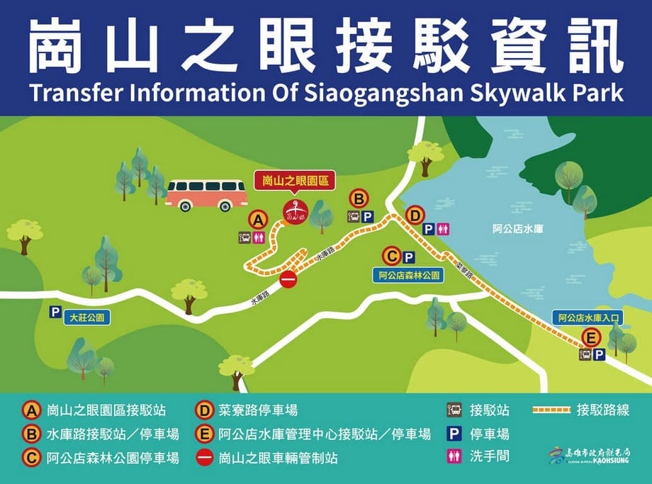 高雄景點．崗山之眼（登高40公尺天空步道上帝視角俯瞰週邊群山美景，入園門票費用/接駁車資訊）