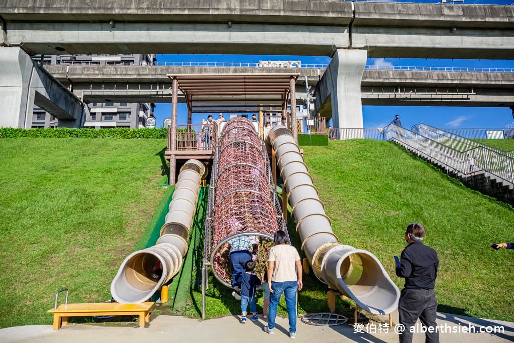 新北大都會公園熊猴森樂園｜三重捷運站親子景點，31座特色溜滑梯