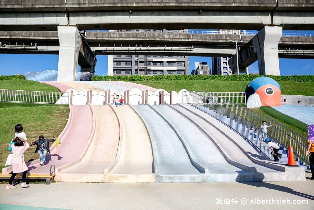 新北大都會公園熊猴森樂園｜三重捷運站親子景點，31座特色溜滑梯