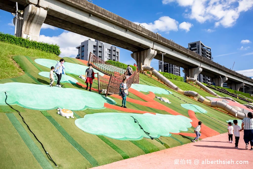新北大都會公園熊猴森樂園｜三重捷運站親子景點，31座特色溜滑梯