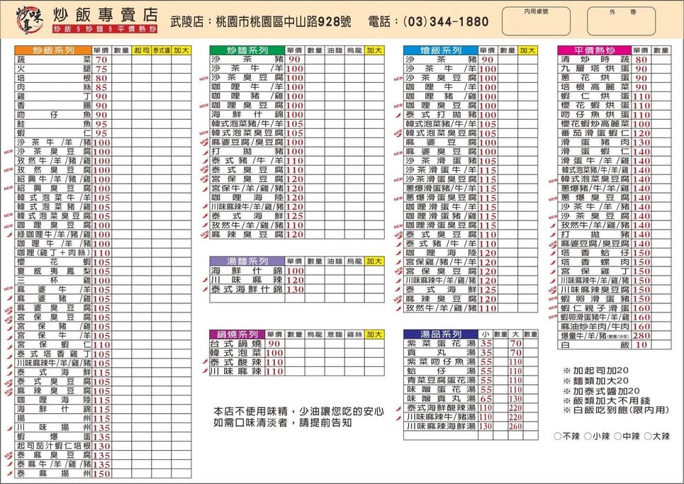 桃園炒味亭炒飯專賣店-武陵店（台灣炒飯王，炒飯免費加大）