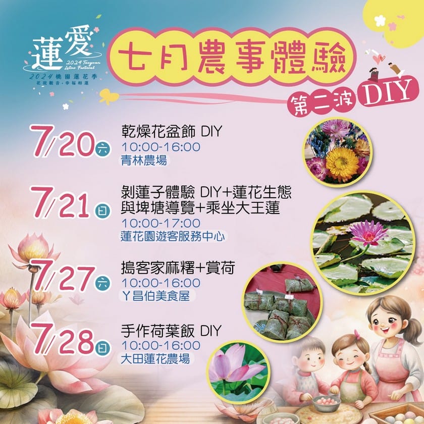 觀音桃園蓮花季2024（一日遊蓮荷園乘坐大王蓮/向陽農場賞向日葵）