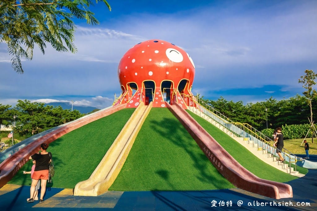 苗栗貓裏喵親子公園（八爪章魚溜滑梯、半遮陽沙坑、鞦韆、寬敞草地野餐）
