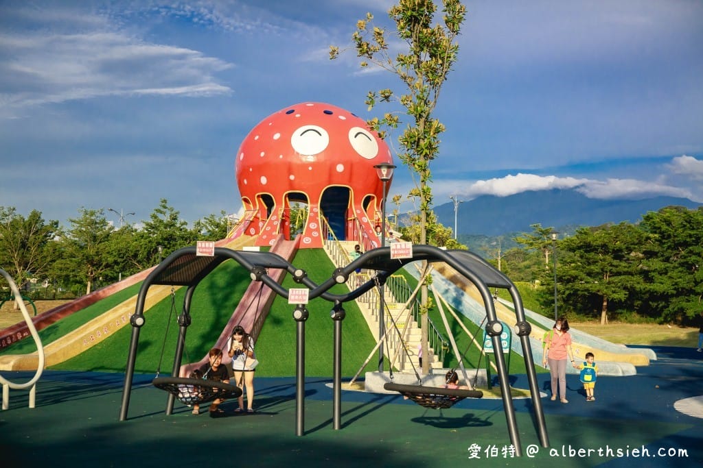 苗栗貓裏喵親子公園（八爪章魚溜滑梯、半遮陽沙坑、鞦韆、寬敞草地野餐）