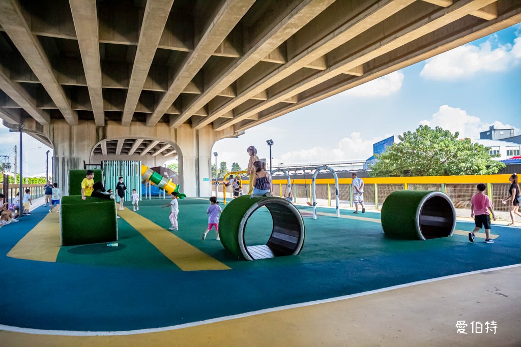 新屋頭洲魅力公園|滑索×溜滑梯×挖沙×鞦韆台66線橋下公園 @愛伯特