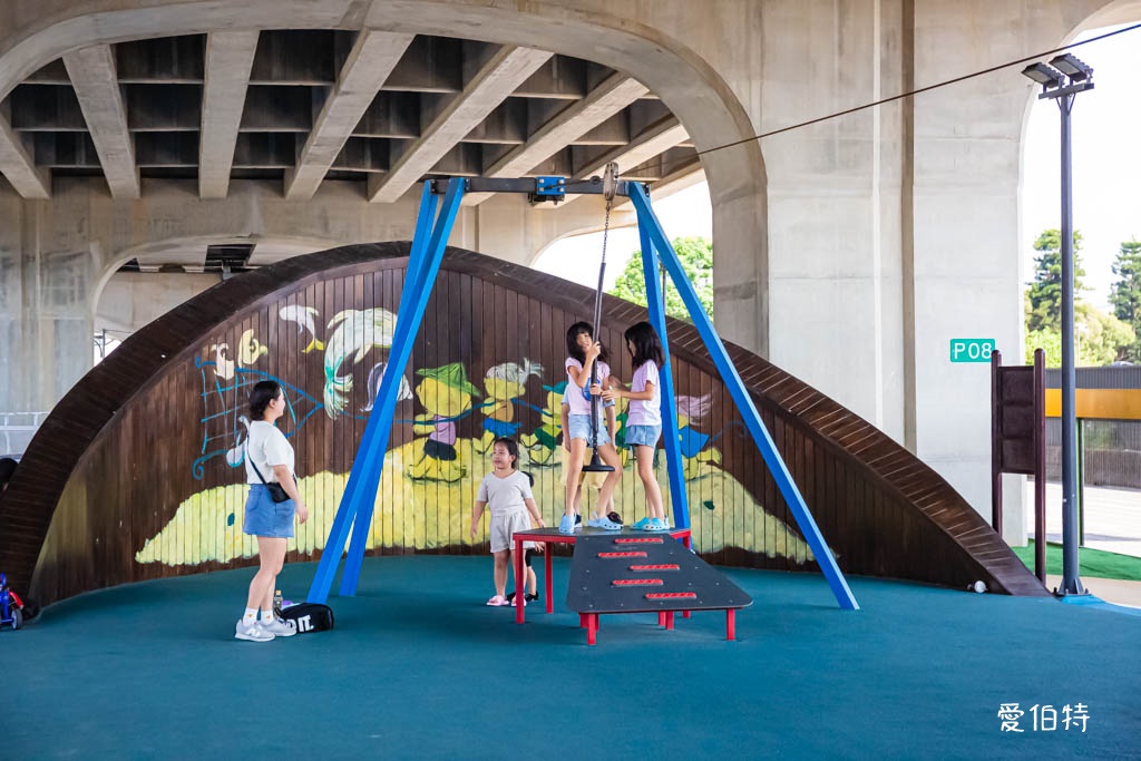 新屋頭洲魅力公園|滑索×溜滑梯×挖沙×鞦韆台66線橋下公園 @愛伯特
