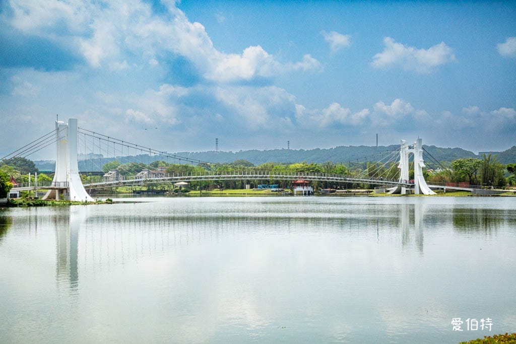 桃園龍潭大池｜斜張式光雕吊橋、南天宮