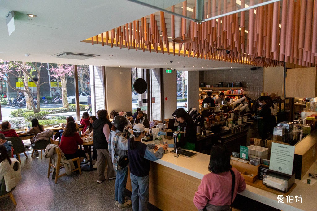 林口櫻花星巴克｜星巴克林口文化三門市，三色櫻花綻放 @愛伯特