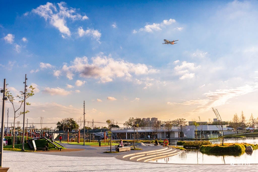 華興池生態埤塘公園｜桃園大園親子散步看夕陽與飛機的免費景點