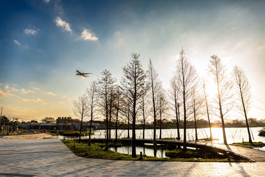 華興池生態埤塘公園｜桃園大園親子散步看夕陽與飛機的免費景點