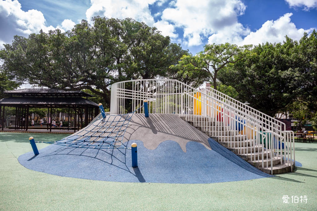 民族公園|桃園玩水親子景點推薦,富士山造型溜滑梯,戲水區噴水 @愛伯特