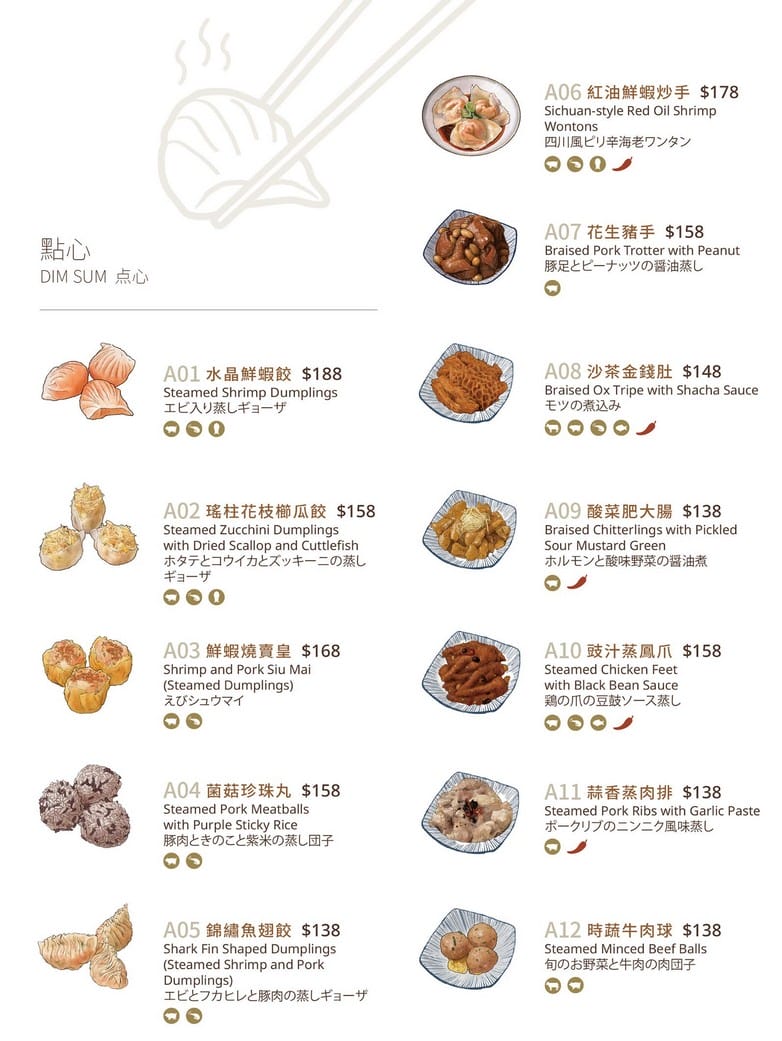 華漾DIM SUM環球桃園A8店｜林口美食推薦，港式點心菜單