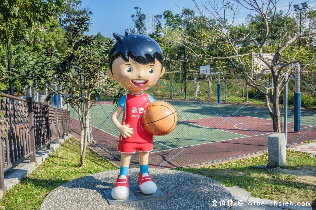 鶯歌永吉公園｜新北親子景點，炮仗花隧道搭配傑克與魔豆