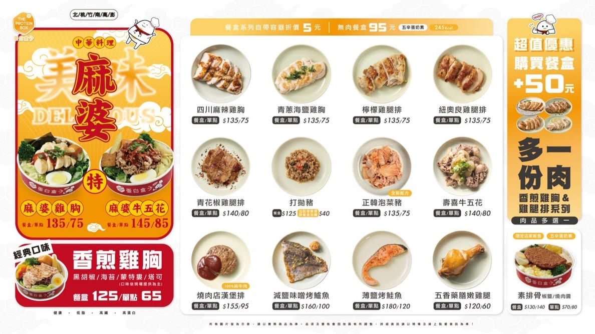 蛋白盒子健康低卡餐盒-桃園民生店｜便當低熱量低Gi高蛋白質