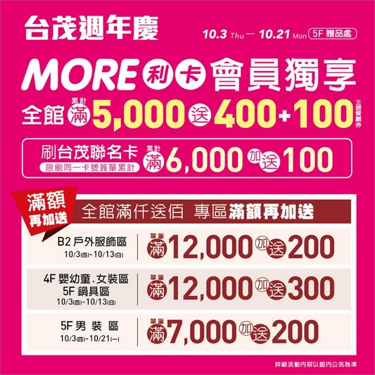 2019桃園百貨公司週年慶（檔期時間、優惠活動，中壢SOGO，新光三越，統領廣場，大江，台茂，A8購物中心） @愛伯特