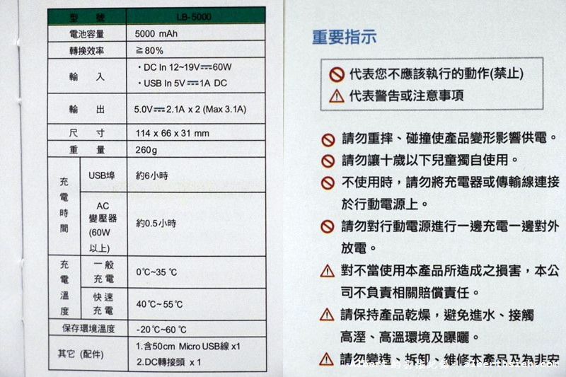 【行動電源開箱文】LAUSDEO．LB-5000（30分鐘快充，美國A123磷酸鋰鐵電電芯） @愛伯特